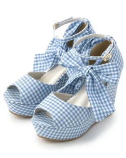 LIZ LISA Gingham Wedge Sandals