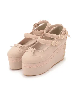 LIZ LISA Velour Lace-Up Platform Shoes