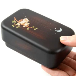 Maki-e Owl 2-Tier Mini Bento Box