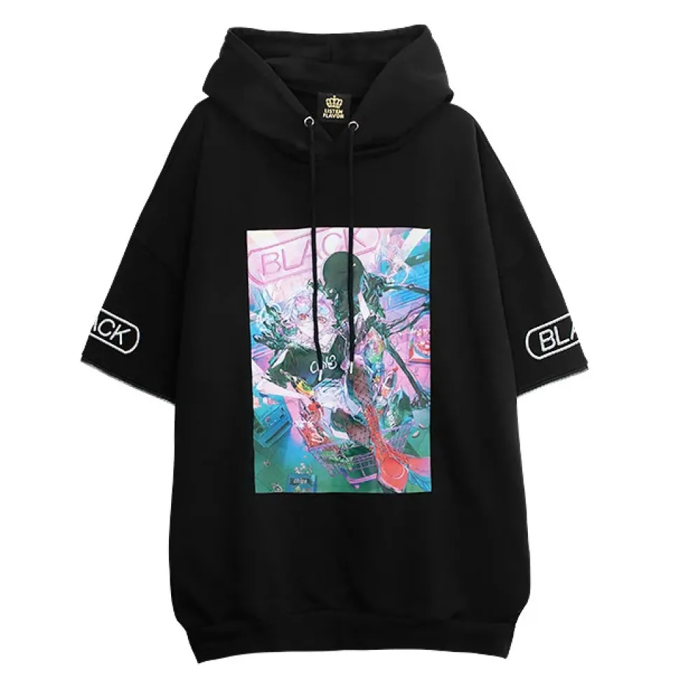 murakaruki x LISTEN FLAVOR Zip Sleeve Hoodie Black