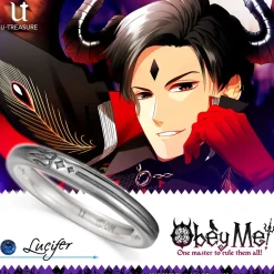 Obey Me! Lucifer Black-Coated Silver Ring