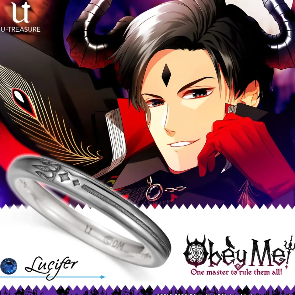 Obey Me! Lucifer Black-Coated Silver Ring