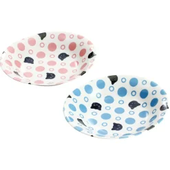 Polka Dots & Cats Mino Ware Curry Plate Set