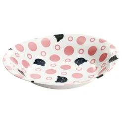 Polka Dots & Cats Mino Ware Curry Plate Set