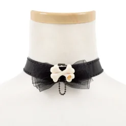 Q-pot. Black Ribbon x Bone Choker