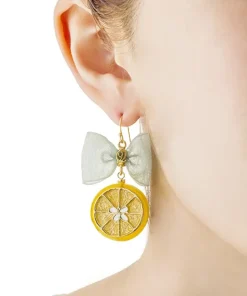 Q-pot. Lemon Ribbon Pierced Earring