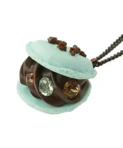 Q-pot. Mint Chocolate Macaron Necklace