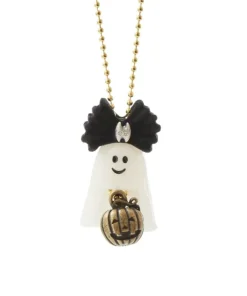 Q-pot. Petit Ghost Sheets Necklace / Black Bat Charm / Jack-o-lantern Charm Set