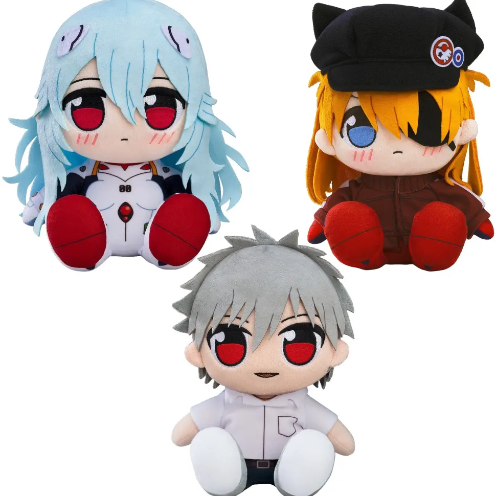 Rebuild of Evangelion Kuripan Plushie Rei Ayanami: Long (Long Hair: White Plugsuit) / Asuka Shikinami Langley (Jersey & Casquette Cap) / Kaworu Nagisa: School Uniform Ver.