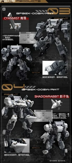 Shadow Troops EX Series EX03 Cyanmist & EX04 Shadowrabbit Plastic Model Kit