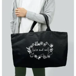 Spice and Wolf Line Art Big Zipper Tote Bag