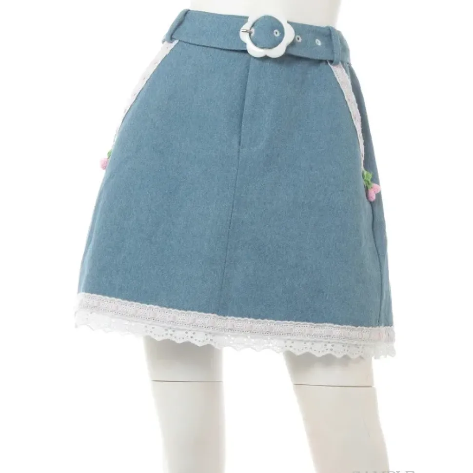 Swankiss Cherry Motif Gingham Skirt