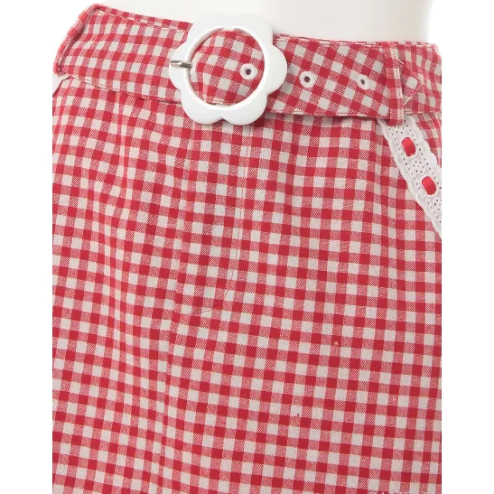 Swankiss Cherry Motif Gingham Skirt
