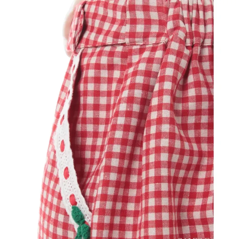 Swankiss Cherry Motif Gingham Skirt
