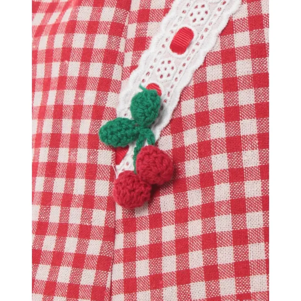 Swankiss Cherry Motif Gingham Skirt