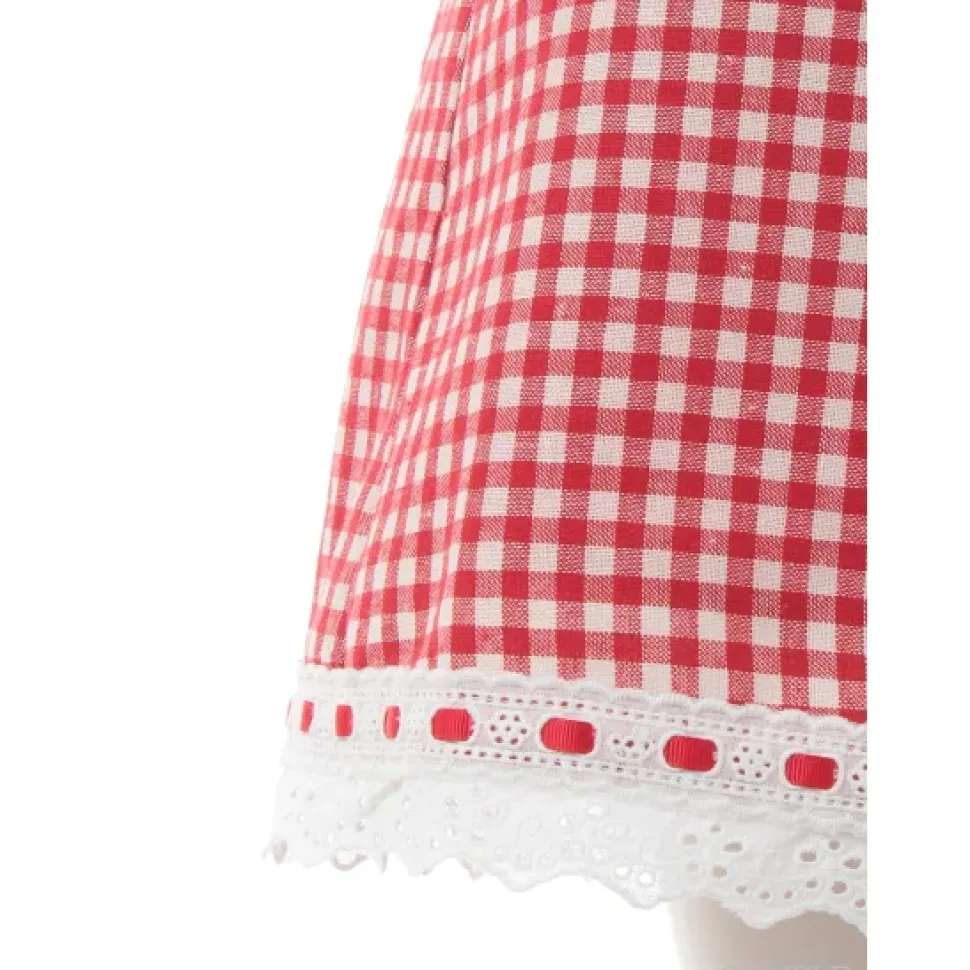 Swankiss Cherry Motif Gingham Skirt