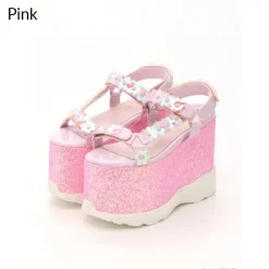 Swankiss Lamé Flower Sandals