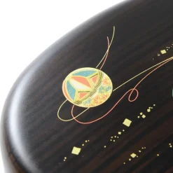 Temari Black Wood Patterned 2-Tier Bento Box