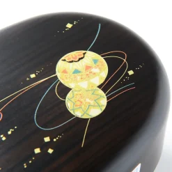 Temari Black Wood Patterned 2-Tier Bento Box