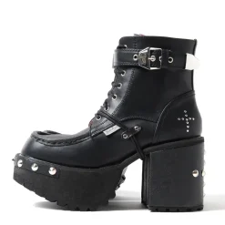 YOSUKE 2015SS Studded Cross Laced Boots