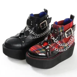 YOSUKE USA Platform Buckle High Top Shoes