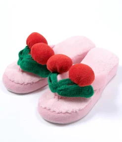 YUMMY MART Pink Cherry Room Slippers