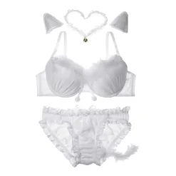 YUMMY MART White Cat Lingerie Set